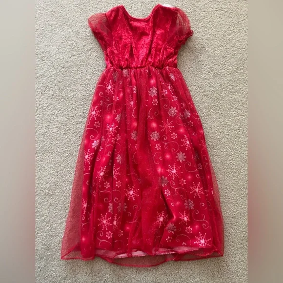 4T Girl's Disney Princess Christmas Holiday Red Fancy Nightgown Toddler Girls - Picture 2 of 5